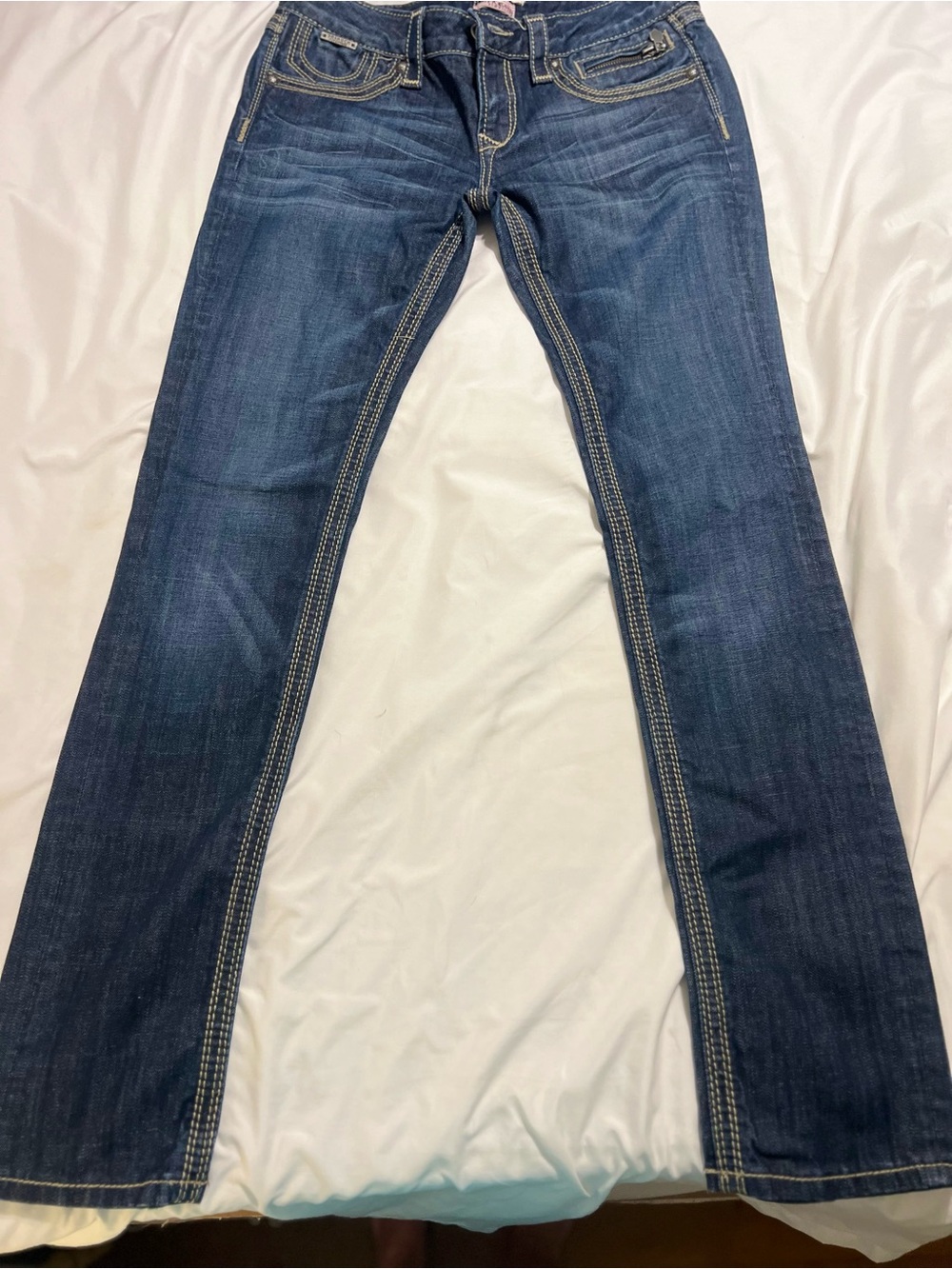 Express Dark Blue Straight-Leg Women’s Jeans
